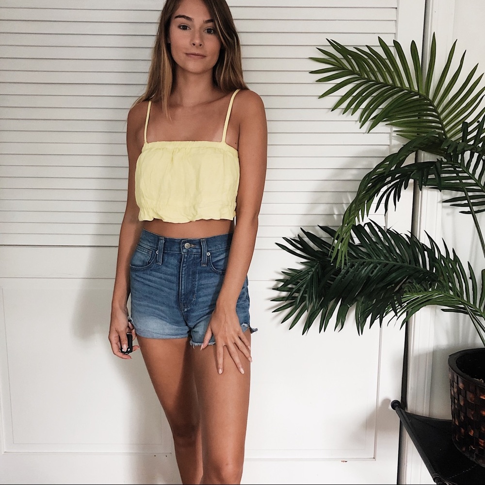 By The Way Yellow Bubble Crop Tank